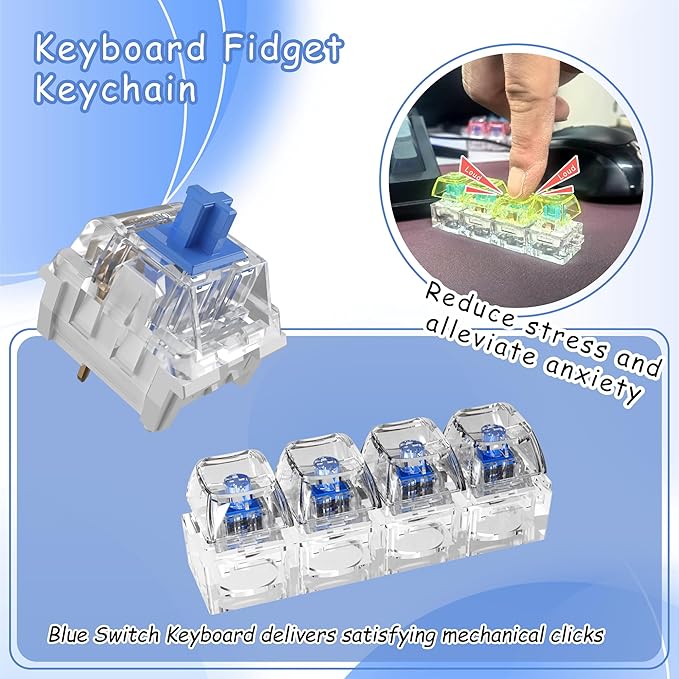 Zhouwang 36PCS Blue Clicky Mechanical Keyboard Switches,3-Pin Hot-Swappable Pre-Lubricated Switches with 1 Kailh Switches,Crisp Click Sound,for Gaming Keyboards & 3D Print Accessories