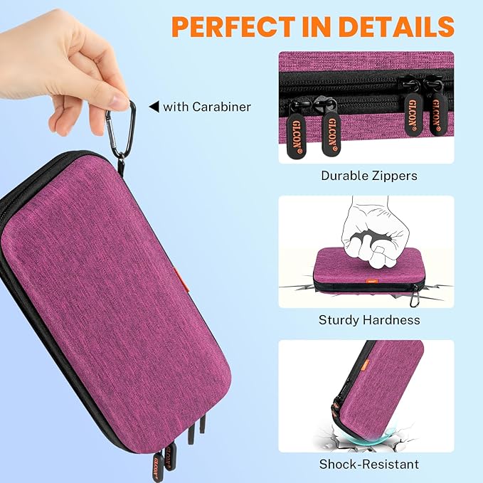 Double-Layer Carrying Case - Hard Shell Electronic Organizer Zipper Travel Case - Portable Tech Accessories Storage Pouch Bag for Charger, Adapter, Anker Power Bank, Phone, Battery, Cord, Cable, Card