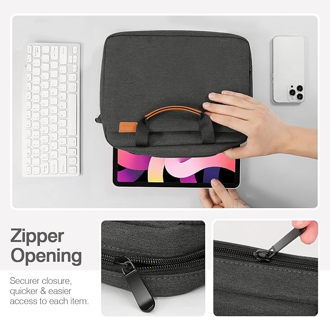 MoKo 9-11 Inch Tablet Sleeve Case, Protective Handle Shoulder Bag Fits New 11inch iPad Air M4 2026/Pro M5/M4, iPad A16 2025, 10th/Air 5/4th 10.9, iPad 9/8/7th 10.2, Tab S8/S9 11, Black & Gray