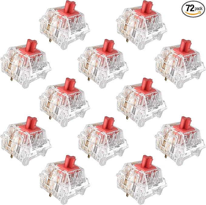 Zhouwang Burgundy Switch Mechanical Keyboard Replacement,3 Pin Linear/Accurate Typing/Dustproof/RGB Transparent Gaming Keyboard Switches(72Pcs)
