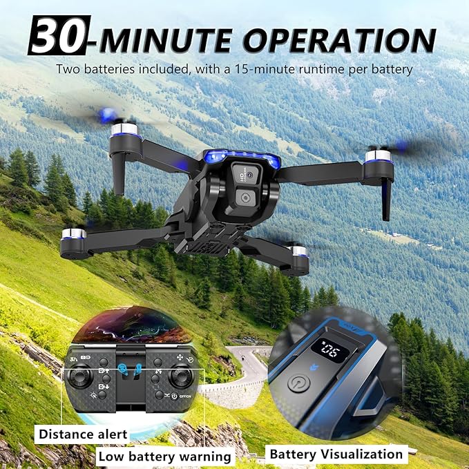 Foldable FPV Drone with 1080P Camera, RC Mini Drone for Kids and Adults, 2 Batteries, Carrying Case, Gesture Control, Altitude Hold, One-Key Launch/Landing, and 3D Flip Function