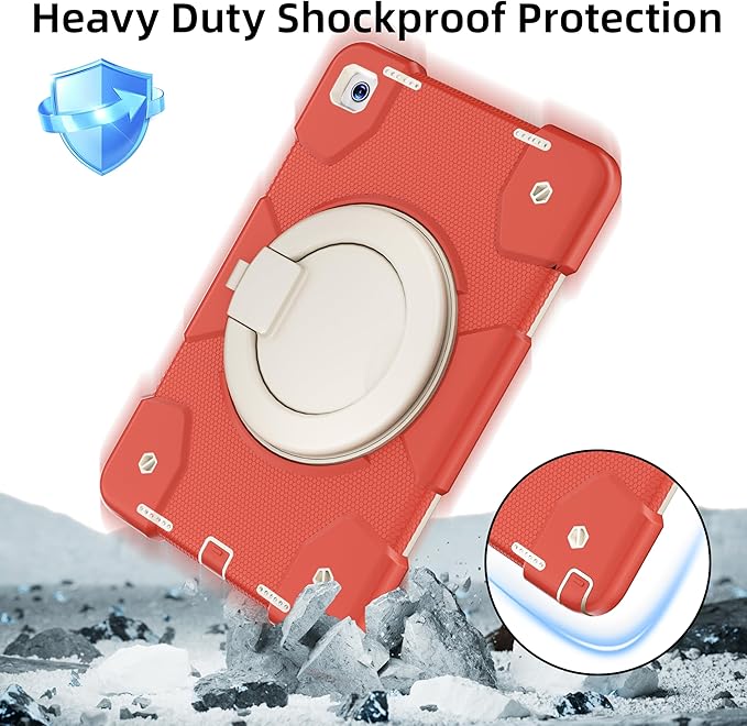 Andnary Case for Samsung Galaxy Tab A11+ Plus/A9+ 11 Inch 2025/2023, Tablet Case for Samsung Galaxy A9 Plus/A11+ with Screen Protector/360° Rotating Stand/Pen Holder/Shoulder Strap (Orange)