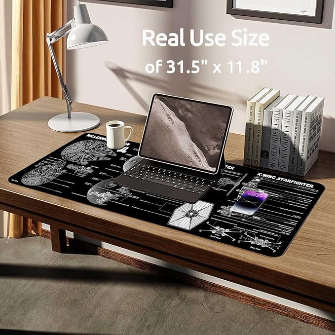 Large Gaming Mouse Pad with Superior Micro Cloth, Extended Desk Pad, Mousepad with Stitched Edges, Non-Slip Base, Desk Accessories Supplies, Keyboard Pad for Gamer,Office & Home,31.5 x 11.8 in, Black