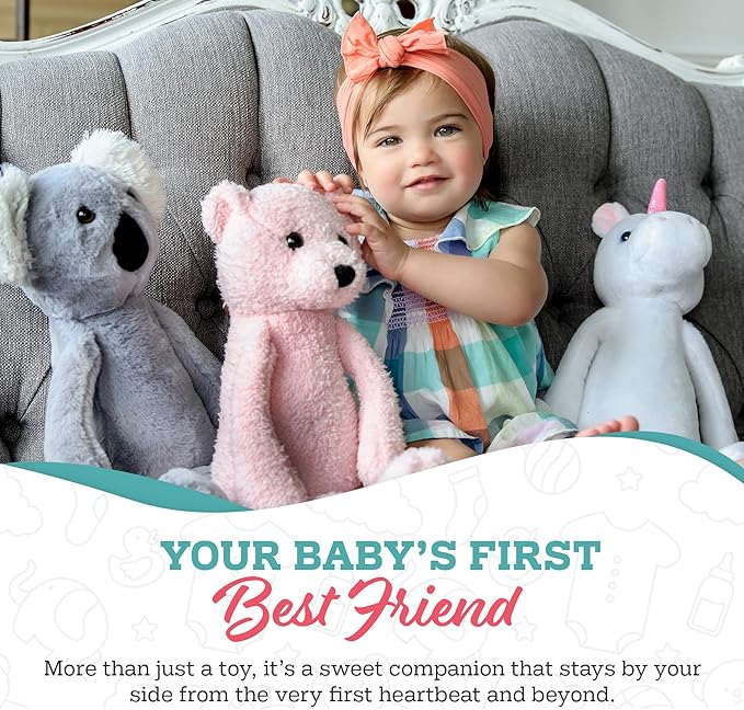 My Baby’s Heartbeat Bear, 20 Second Re-Recordable Digital Voice Recorder Plush Keepsake for Baby’s Heartbeat Memory, Pregnancy Keepsake (Not a Medical Device), Rainbow Trout