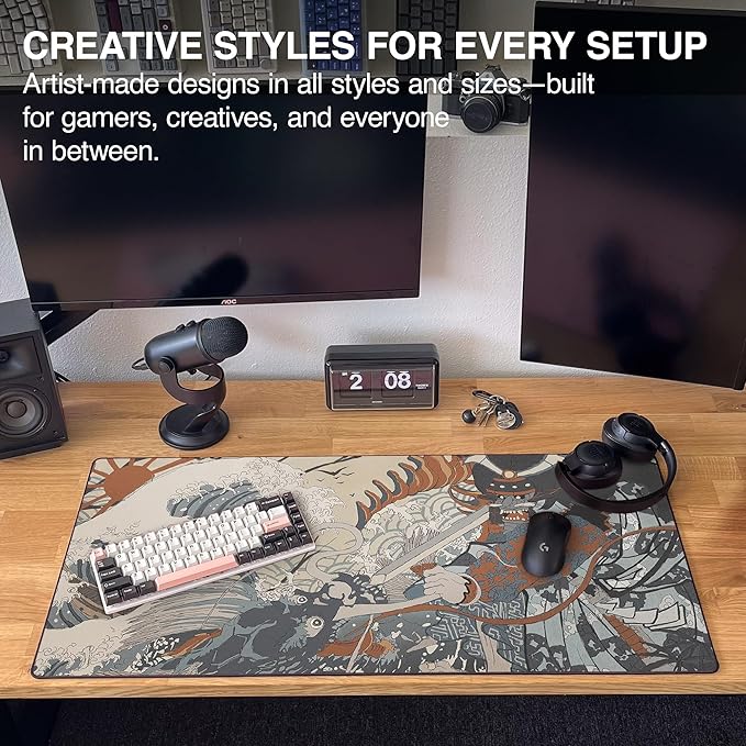 MPCO. Original Large Gaming Desk Mat – 36" x 17" Aeroglyde Masterpiece Shogun Full Desk Mouse Pad for Smooth Precision – Non-Slip, Washable Extra-Large PC Mouse Pad for Gaming Sessions