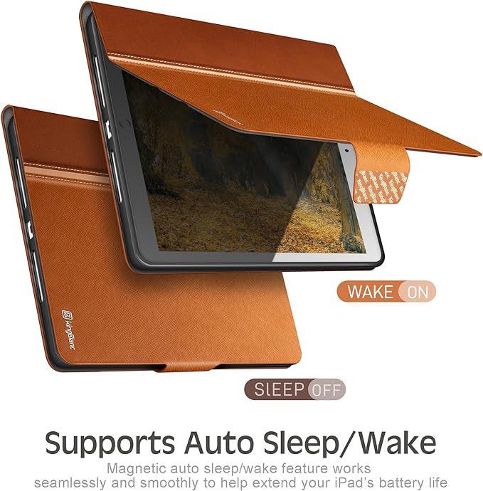 KingBlanc Case for iPad Air (3rd Generation) 10.5" 2019 / iPad Pro 10.5 inch 2017 Case with Apple Pencil Holder, Vegan Leather Smart Cover, Auto Sleep/Wake, Multi-Angle Folding, Brown