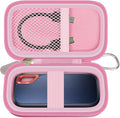 GWCASE Hard Case for SanDisk Extreme Portable SSD 1TB 2TB 4TB 8TB 500GB, External for Solid State Drive Travel Carrying Holder with Mesh Pocket for USB Cables & SD Cards (Bag Only)-Pink