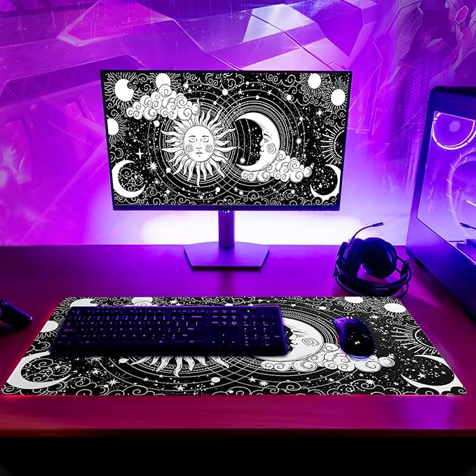 Magic Astrology Extended Big Mouse Pad Large, Gaming Mouse Pad Desk Pad,27.6x11.8 Inch Long Computer Keyboard Mouse Mat Black Mousepad with 3mm Non-Slip Base and Stitched Edge for Gaming and Office