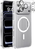 Strong Magnetic for iPhone 17 Pro Max case,1XLens Protector[10Ft Military-Grade Protection] Compatible with fit MagSafe Shockproof Slim Thin Cover case for iPhone 17 Pro Max 6.9 inch, Sliver Metal