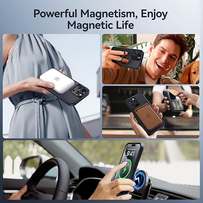 CASEKOO Ultra-Magnetic Stand for iPhone 16 Pro Max Case [Military Drop Protection] [Compatible with MagSafe] Shockproof Translucent Matte Slim Ring Holder Case for iPhone 16 ProMax 6.9 inch, Black