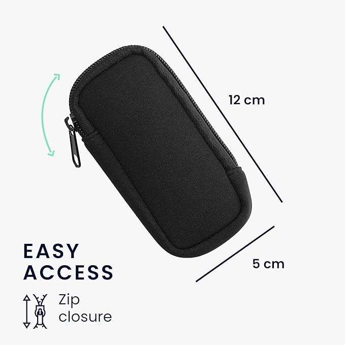 kwmobile Neoprene Voice Recorder Case Compatible with Universal Voice Recorder - Inside Size 4.5 x 1.8 inches (11.5 x 4.5 cm) - Black