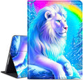 for Amazon Kindle Fire HD 10 (9th/7th/5th Generation, 2019/2017/2015 Release) 10.1" Tablet Case, Slim Kickstand Stand Leather Smart Cover with Auto Wake/Sleep, White Lion