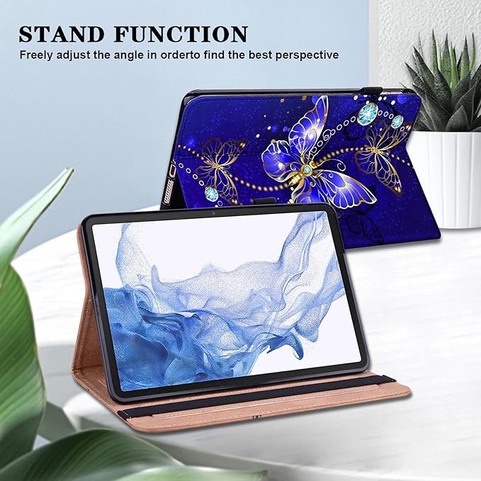 Case for iPad mini 5 (2019)/ iPad mini 4 / iPad mini 3/2/1 Case,PU Leather Flip Stand Card Slots Shockproof Cover with Pencil Holder - Diamond Butterfly
