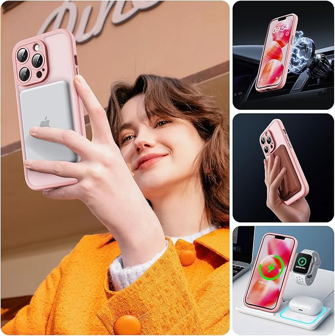TOCOL for iPhone 13 Pro Max Case, Compatible with Magsafe Charger, Full Camera Protection, Translucent Matte for iPhone 13 Pro Max iPhone Case 6.7 inch (Light Pink)