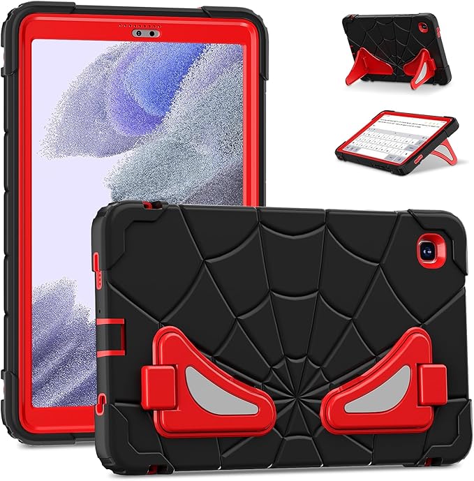AKABEILA Compatible with Samsung Galaxy Tab A7 Lite 8.7 inch T225/T220(2021) Tablet Case，Lightweight Shockproof Rugged Protective Cover with Kickstand for Kids Children Boys Babies Black Red