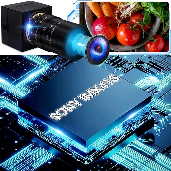 4K USB Camera 5-50mm 10X Optical Zoom Manual Lens 2160P CS-Mount USB Webcam Varifocus Camera Close-up Plug and Play Compatible for Windows Mac OS X Linux