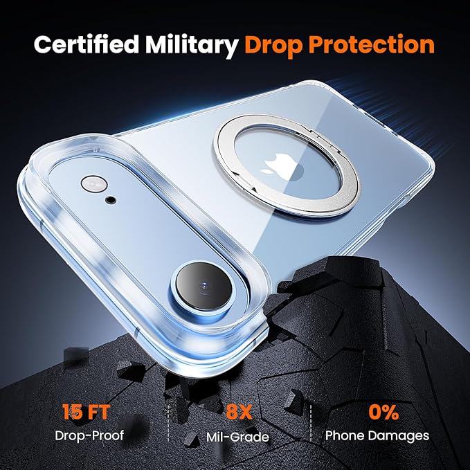 toushion 3 in 1 for iPhone Air Case Stand |Build in Kickstand,Screen Protector *1 & Camera Lens Protector*1, Not Yellowing, Fits MagSafe, Military-Grade Protection