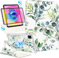 Shorogyt for iPad Air 13 Inch (M4) 2026/M3 2025 & M2 2024 /for i Pad Pro 12.9 inch (3/4/5/6th Gen) for Magnetic Stand for Women - Cute 360 Degree Rotating Covers Girls with Pencil Holder, Green Leaf
