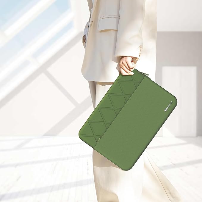 Smatree Laptop Sleeve for 13.6 inch MacBook Air M4 2025/M3 2024(3113)/M2 2022(A2681),Case with Accessory Pocket,YKK Zipper,Patented Shockproof Design,Green(E455G)