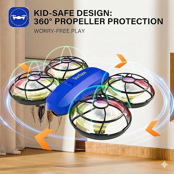 Swifsen Drones for Kids with Camera,Rc Drone Indoor Small Helicopter,Birthday Gifts for Boys and Girls Beginners Friendly,Mini Quadcopter Toy With 2 Batteries,Propeller Protect,Altitude Hold