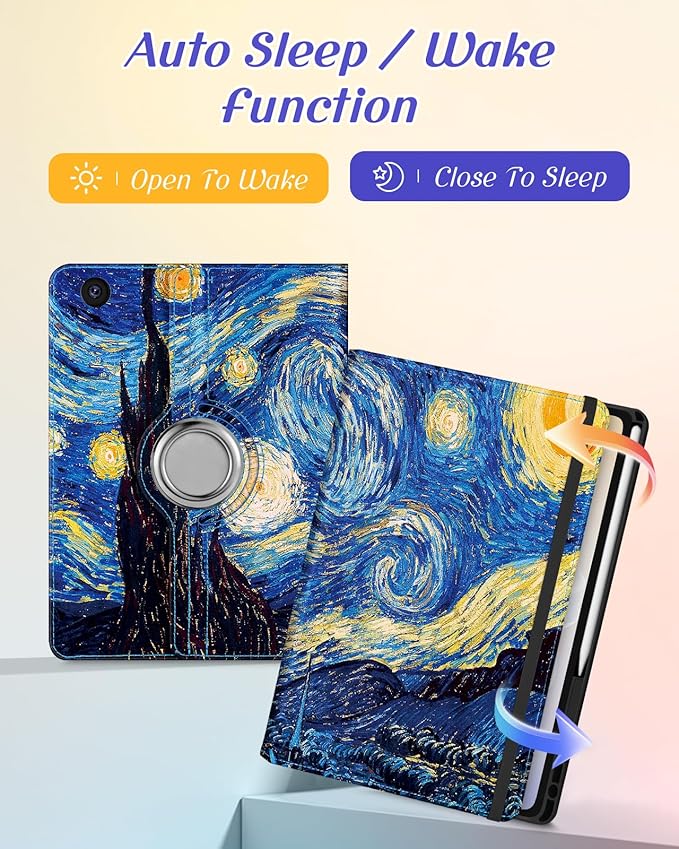 Kidcube for Samsung Galaxy Tab A9 Plus Case 11 Inch - for Women Girls Kids Cute Rotating Stand Folio Cover with Pencil Holder & Card Slot Cool Unique Design Teens for Samsung A9 Plus Tablet Cases