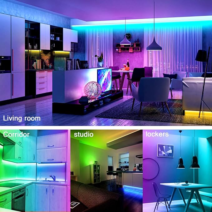 dalattin 32.8ft Led Strip Lights,RGB Led Lights for Bedroom Color Changing Light,Decoration for Bedroom Room Party,Halloween Decor with 44 Keys Remote,1 Roll of 32.8ft
