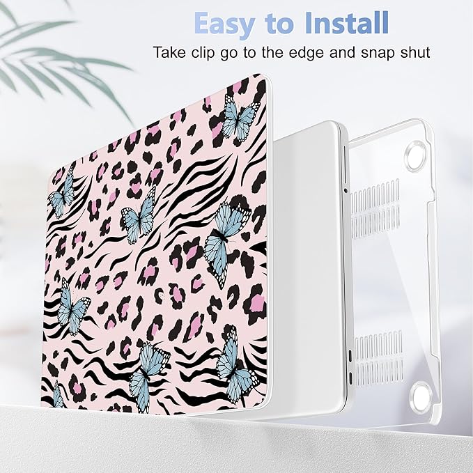 Tuiklol for 2026 MacBook Neo 13 Inch A18 Pro Chip Case, (Model A3404) Anti-Scratch Anti-Drop Slim Hard PC Shell Case with Shockproof Protective MacBook Neo Laptop Cover, Leopard Butterfly