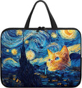 12 Inch Starry Night Cat Laptop Sleeve Tablet Protector Case with Handle, Men Women Zipper Computer Bag Carrying Case Notebook Cover Messenger Briefcase for Travel/Office/Work