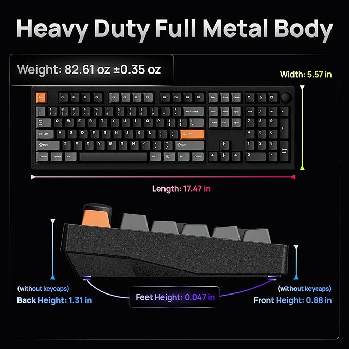 Keychron P6 Ultra 8K Polling Rate Full-Size Aluminum Wireless Mechanical Keyboard, 2.4 GHz/Bluetooth/Wired Custom RGB, Hot-Swappable K Pro Silent Red Switch for Mac Windows Linux - Black