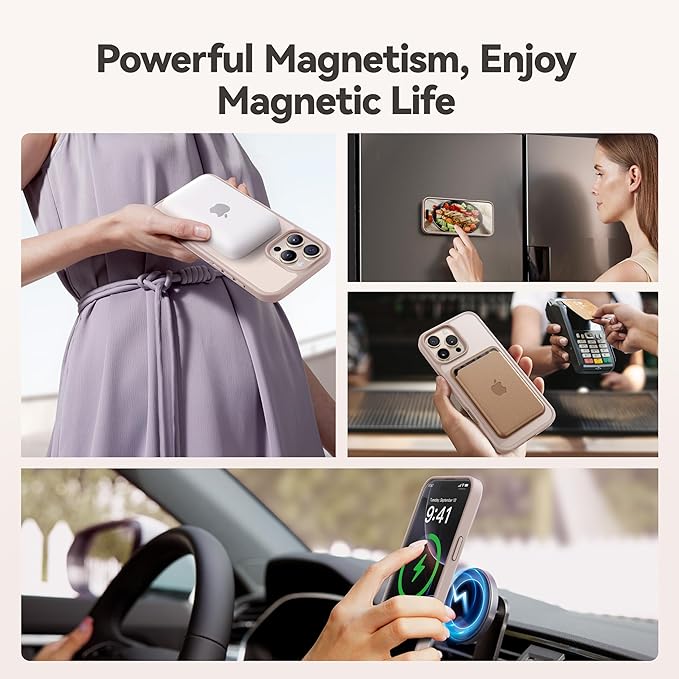 CASEKOO Ultra-Magnetic Stand for iPhone 16 Pro Case [Military Drop Protection] [Compatible with MagSafe] Shockproof Translucent Matte Slim Ring Holder Case for iPhone 16 Pro 6.3", Gold