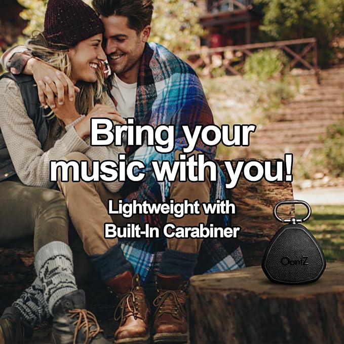 OontZ Angle Clip – Portable Bluetooth Speaker, 5W Stereo Sound, 12 Hour Playtime, Rich Bass, 100 Foot Wireless Range, IPX7 Waterproof, Outdoor, Travel, Great Gift (Black)
