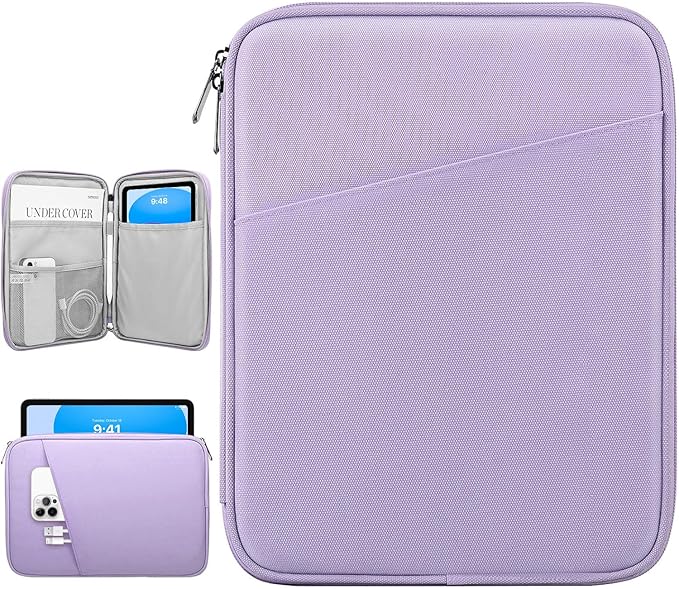 Dadanism 9-11" Tablet Sleeve Bag Carrying Case for iPad (A16) 11th Gen 11", iPad 10th Gen 10.9" Air 5/4, iPad Air M4/Pro 11", iPad 9/8/7th, Galaxy Tab A11+ Plus 11", Remarkable 2 10.3", Grey Purple