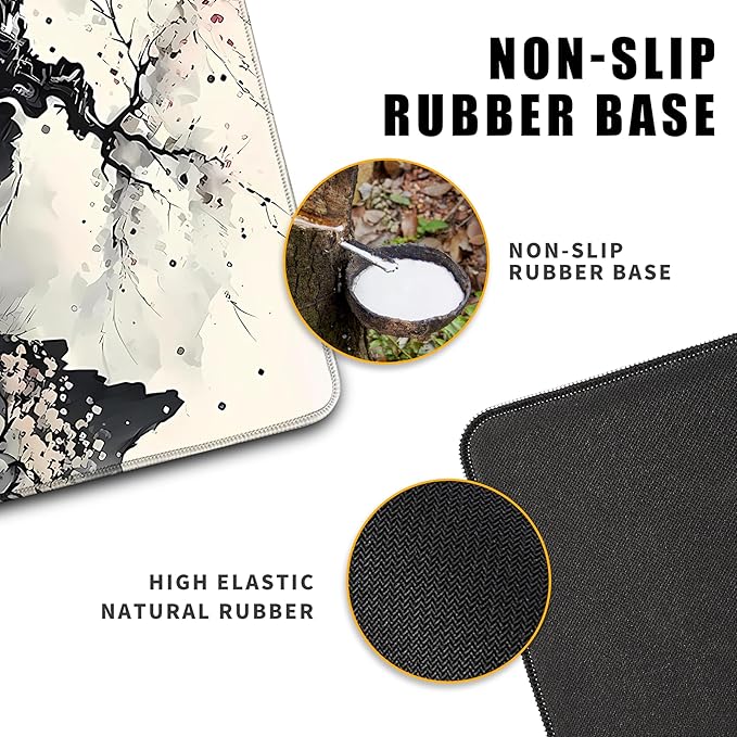 Japanese Desk Mat Cherry Blossom Large Mouse Pad Gaming Mousepad Extended XL Keyboard Mat Computer Laptop Mouse Desktop Mat 31.5 X 11.8 Desk Decor