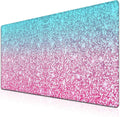 Gaming Mouse Pad Office Desk Mat, Extra Large Pink Glitter Pad for Women, Waterproof Non-Slip Rubber Base, 35.4 X 15.7 in for Work/Game/Office