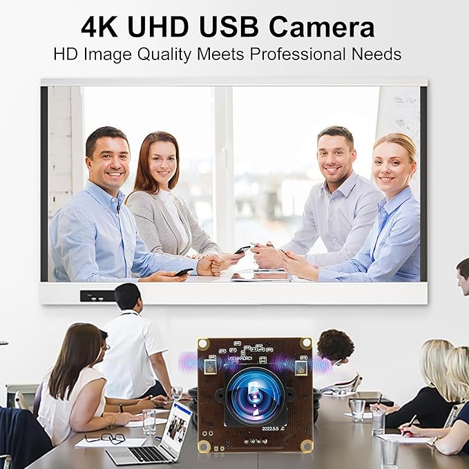 4K USB Camera Ultra HD 2160P Webcam with IMX317 Sensor, 170 Degree Fisheye Lens, Dual Microphone, Plug and Play for Windows/Mac/Linux/Raspberry Pi
