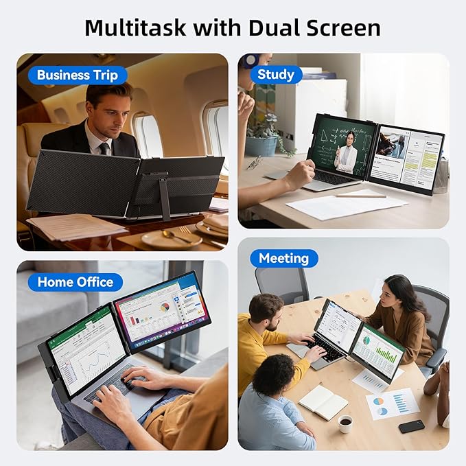 Laptop Screen Extender 14", FHD 1080P Portable Monitor for Laptop, Light Monitor Extender Plug&Play, IPS Display Computer Monitor for Laptop 13-17” for Travel Work/Business/Study