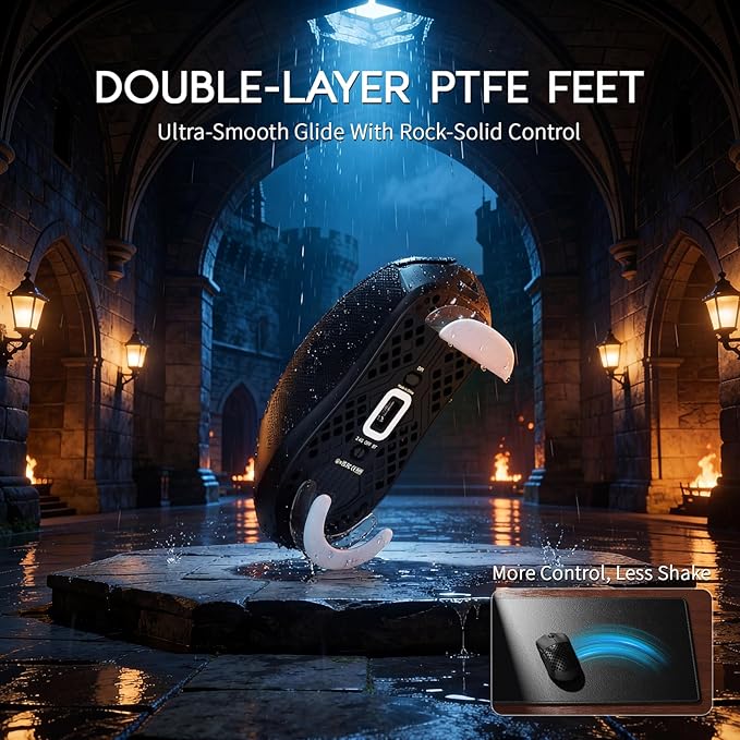 ATTACK SHARK M2 Wireless Gaming Mouse,41g Ultra-Lightweight Carbon Fiber,40,000 DPI,PAW3395PRO Sensor,Wired/BT/2.4GHz Wireless Programmable Mice Griptape for PC/Mac(Black)