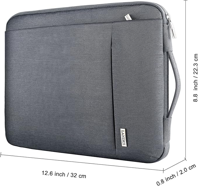 LANDICI 360° Protective Laptop Sleeve 11.6 Inch for Surface Pro 7 8 9/Laptop Go 2 3, MacBook Air 11, Small Computer Bag Carrying Case for 11-12 Inch Chromebook, Slim, Shockproof, Waterproof, Grey