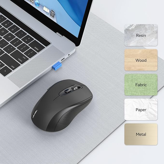 TECKNET Bluetooth Mouse, 4000DPI Wireless Mice for Laptop 2-in-1(BT 5.0/3.0+2.4Ghz) Computer Portable PC Mouse Wireless with USB Receiver for Mac (USB-A/C+Bluetooth, Black)