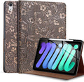 Gexmil Genuine Leather Case for iPad mini 7 (A17 Pro) 2024 / iPad mini 6 Generation 2021 8.3 Inch,Pencil Holder,Shockproof Cowhide Cover,Auto Sleep/Wake,Pencil 2 Wireless Charging,Butterfly Pattern