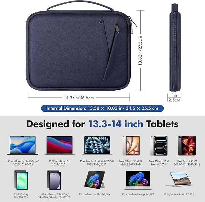 MoKo 13-14 Inch Laptop Sleeve Bag Carrying Case with Handle, Padded Protective Travel Bag for New 13-inch Mac Neo A18 Pro, 14” Mac Pro M5/M4/M3/M2/M1, 13“ Air M5/M4/M3/M2/M1, Indigo