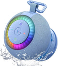 Shower Speaker Bluetooth Waterproof Portable: 360° Surround Sound, IPX7 Suction Cup Removable with Vacuum Exhaust Knob, RGB Lights, Beach/Pool/Camping/Kayak Essentials, Gifts for Mom Teens-Blue
