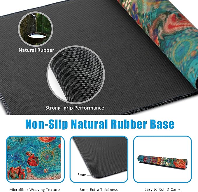 Vintage Art Mandala Large Gaming Mouse Pad,Waterproof Desk Mat for Desktop,Non-Slip Rubber Base Mousepad with Stitched Edges for Laptop Office and Home 35.4X15.7 Inch