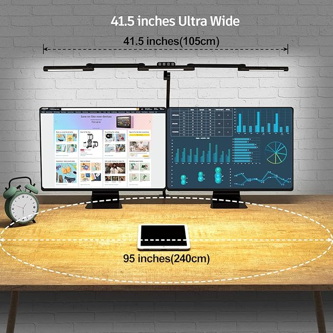 EPABINA LED Desk Lamp with Clamp, 41.5" Clamp on Architect Desk Lamp for Home Office, 24W Bright Tall Computer LED Table Light Adjustable Overhead Clip on Office Lighting for Work Craft
