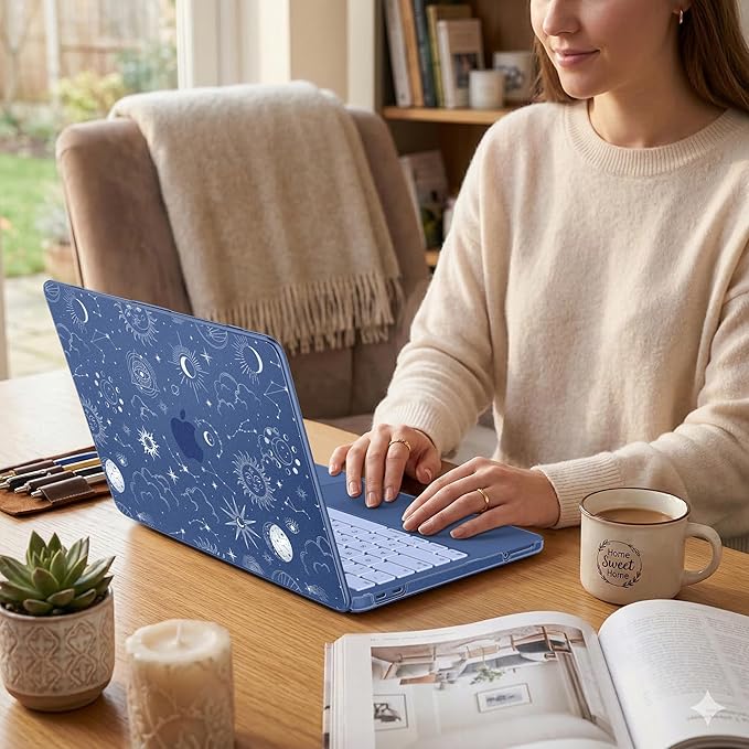 DONGKE for MacBook Neo 13 inch Case 2026 (Model A3404), Artistic Sun Pattern Ultra Slim Frosted Matte Hard Shell, Anti-Scratch & Fingerprint Resistant Cover - Sun & Moon