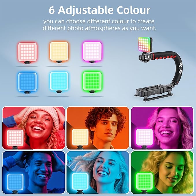 Zeadio Smartphone Camera Stabilizer, All-in-One Video Rig Kit with Phone Cage, RGB Video Light, Microphone, Action Camera Adapter, Compatible with Smartphones, Action Camera, DSLR, Cameras etc
