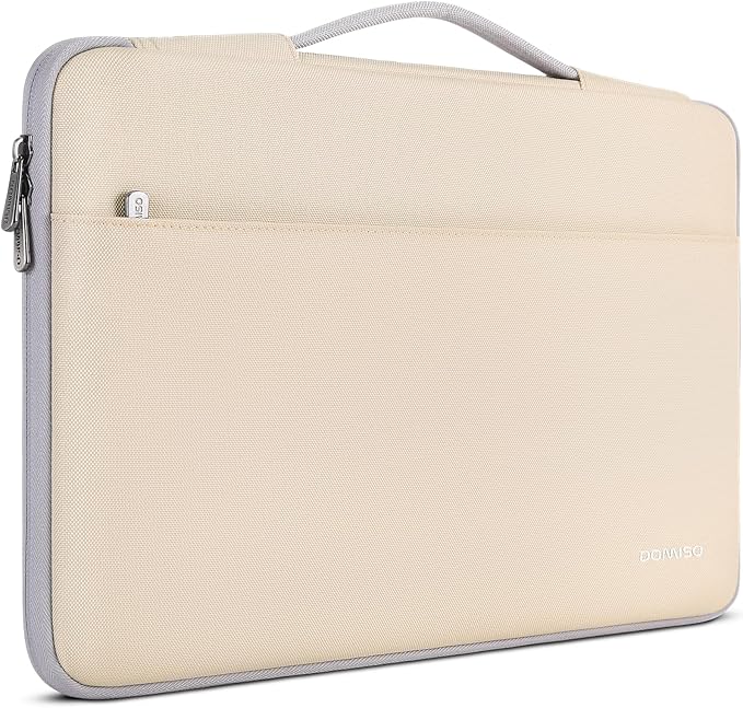 DOMISO 17 inch Laptop Sleeve Protective Case Cover Compatible with 17-17.3 inch HP Dell ASUS Lenovo Chromebook,Waterproof Computer Cases Bag with Handle,Beige