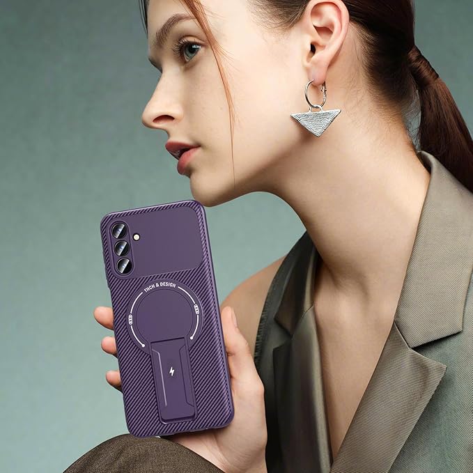 OWKEY Case Samsung Galaxy A13 5G, Magnetic Phone Case with Stand & Screen Protector, Anti-Fingerprint Shockproof Protective Case for Samsung A13 (Purple)