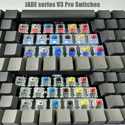 Zjmehty Gateron Jade Series Dual-Stage Spring Pre Lubed Switches Yellow V3 Pro,3-Pin 55gf Linear/RGB/LED Switches for Mechanical Keyboard（Yellow,10pcs）