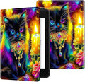 for 7" Kindle Paperwhite 12th Generation 2024/2025 & Kindle Colorsoft Signature Edition Tablet Case, Slim Kickstand Stand Leather Smart Cover with Auto Wake/Sleep, Candle Black Cat